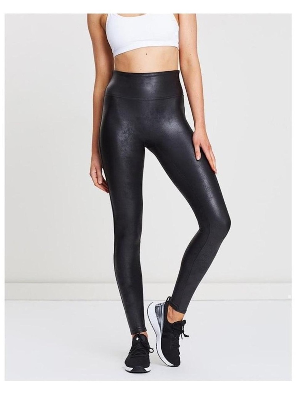 New spanx High-Waist Black Faux-Leather Leggings Sz M